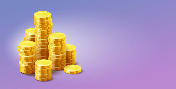 istock Gold coins cash money in piles. Vector illustration. 1320852375