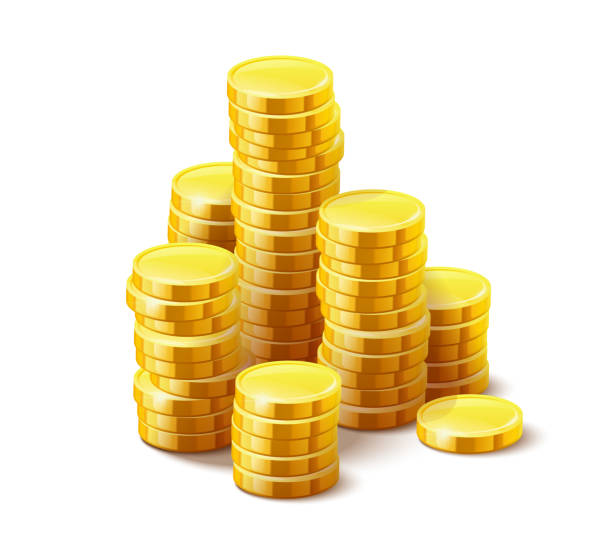 istock Gold coins cash money in piles. Vector illustration. 1320852931