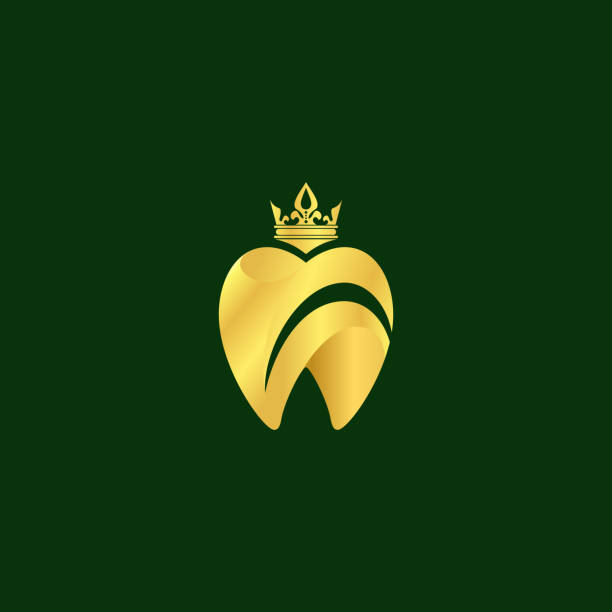 royal dental simple logo royal dental simple logo vector illustration dental gold crown stock illustrations