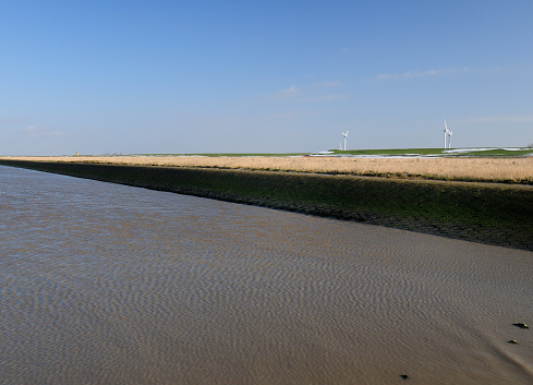 View From A Spur Dike To The Sea Shore And The Dike In The National Park Wadden Sea East Frisia On A Sunny Winter Day With A Clear Blue Sky