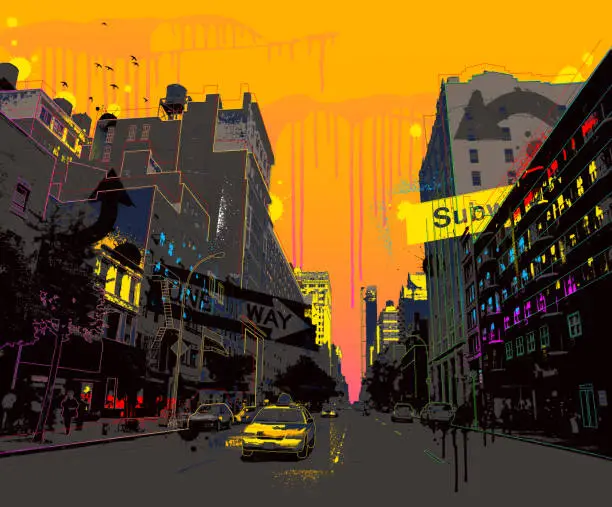 Vector illustration of New York City Grunge Illustration