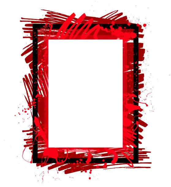 Vector illustration of red painted marker pen frame