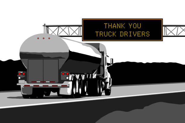 Thank You Truck Drivers An overhead led sign thanking the work of truck drivers. truck driver stock illustrations