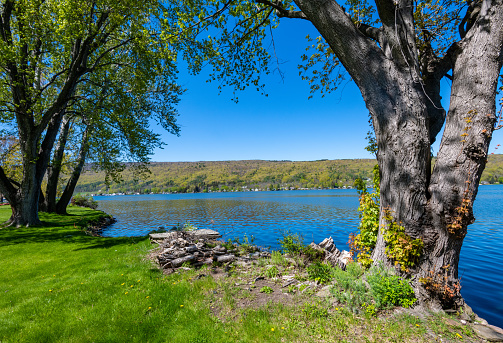 Looking North on Honeoye Lake in the Finger Lakes Region of new York
