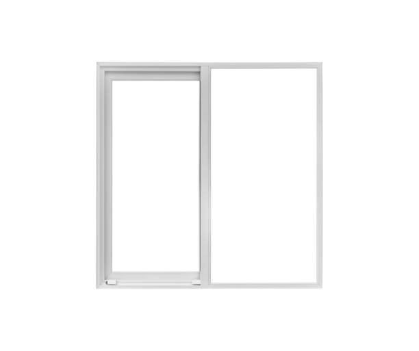 istock Real modern house window frame isolated on white background 1320869137