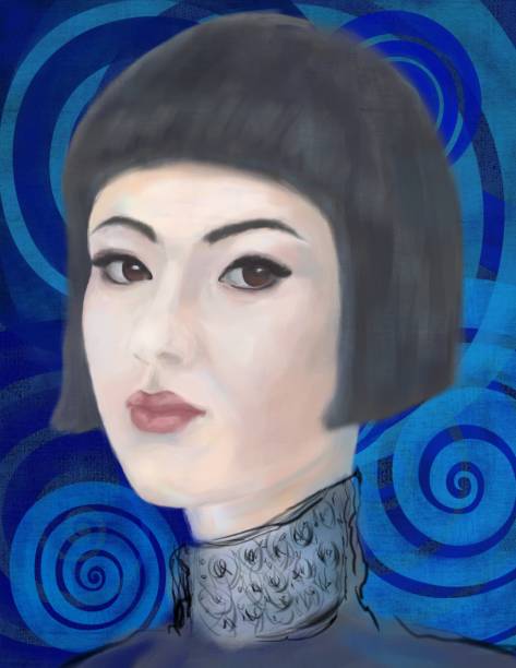 istock Painterly portrait of an asian girl in impressionism style 1320870469