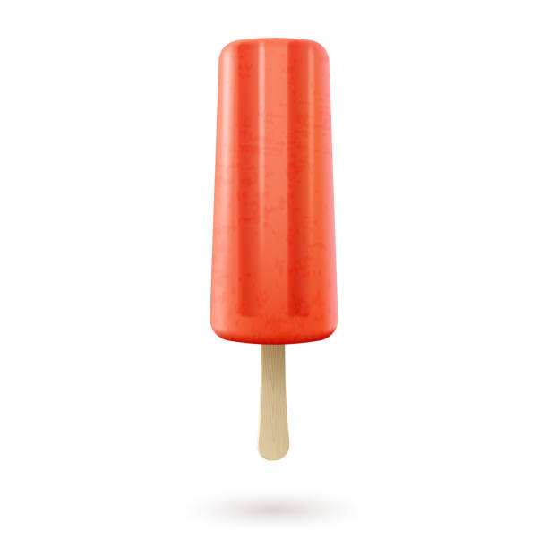 Realistic popsicle fruit ice cream isolated. Juice icecream flavored dessert on wooden stick Realistic popsicle fruit ice cream isolated on white background. Juice icecream flavored dessert on wooden stick. Summer sweet icon. 3d vector illustration flavored ice stock illustrations