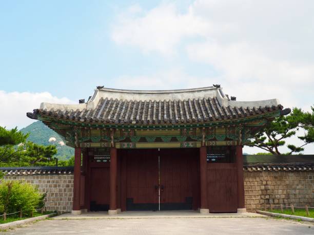 Traditional Korean house, Hanok stock photo