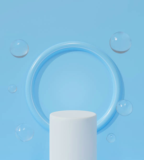 istock 3d white podium on pastel blue background abstract with bubbles water. 3D rendering for pedestal winner, mock up, display product, showcase and stage design. Creative idea minimal studio. 1320886035