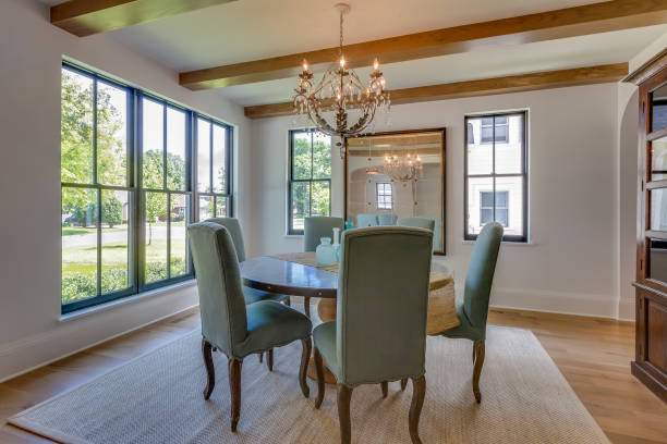 istock Luxury dining room in new home 1320898402