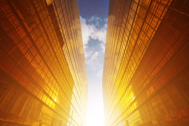 istock Modern skyscrapers shot with perspective 1320899276