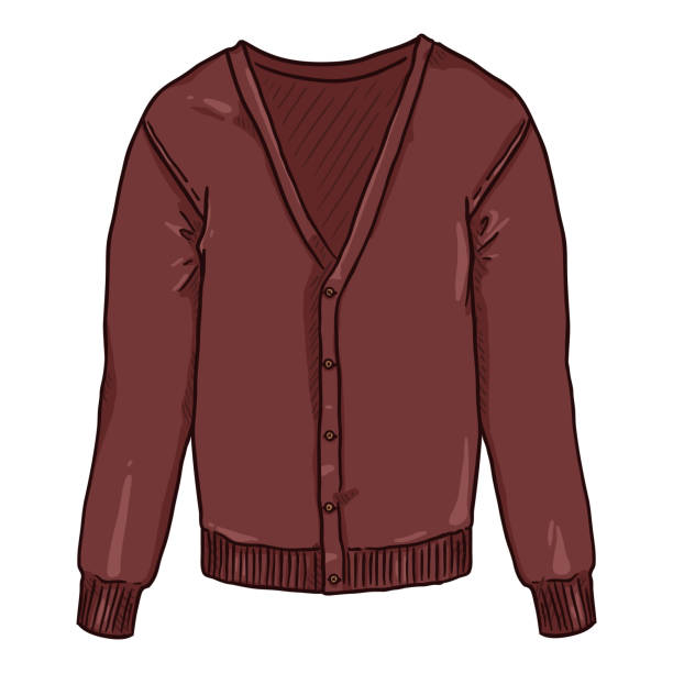 illustrazioni stock, clip art, cartoni animati e icone di tendenza di cardigan rosso su sfondo bianco. - cardigan