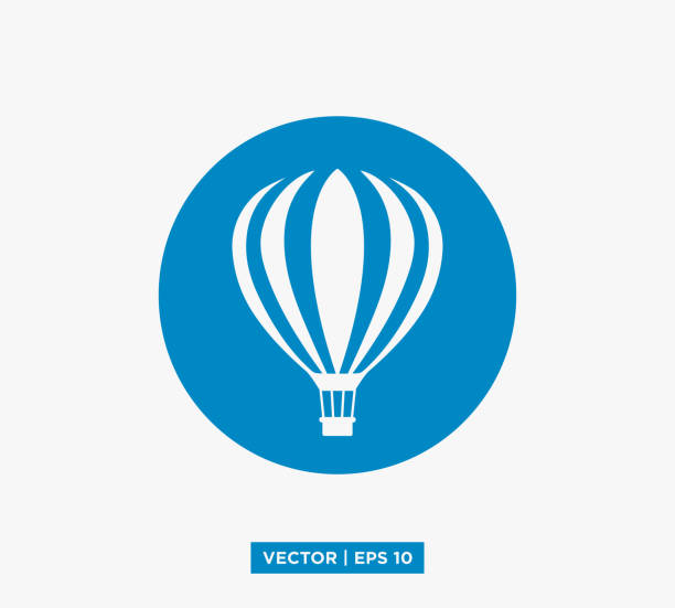 ilustrações de stock, clip art, desenhos animados e ícones de hot air balloon icon vector illustration design editable resizable eps 10 - inflating balloon blowing air