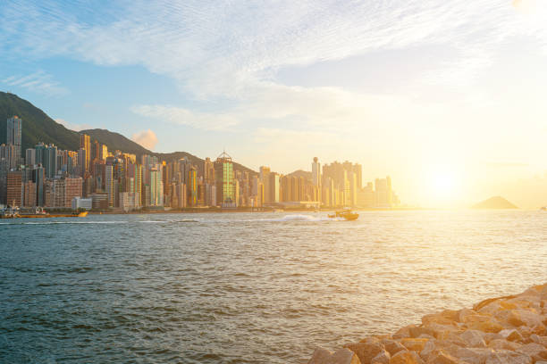 istock Skyline of Hong Kong at sunset. 1320901446