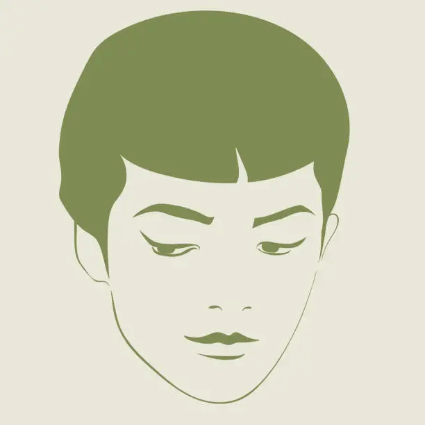 Vector illustration of Laconic sketch of an Asian type girl