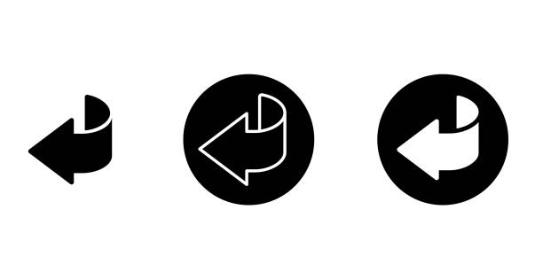 Set of arrow back icon and button Set of arrow back icon and button, turn, web, Return, page back arrow stock illustrations