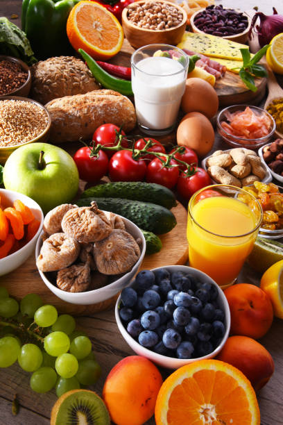 istock Assorted organic food products on the table 1320909459