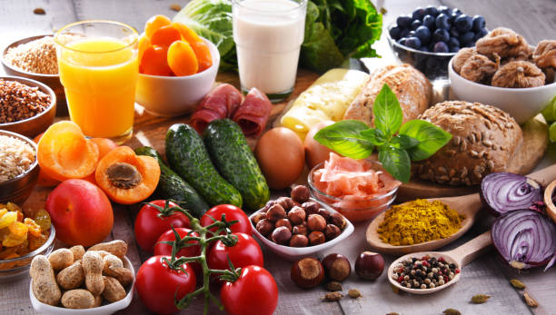 istock Assorted organic food products on the table 1320909468