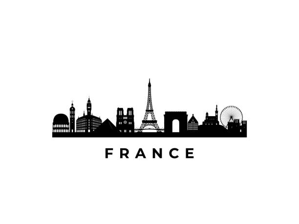 Vector France skyline. Travel France famous landmarks. Business and tourism concept for presentation, banner, web site. Vector France skyline. Travel France famous landmarks. Business and tourism concept for presentation, banner, web site. paris france stock illustrations