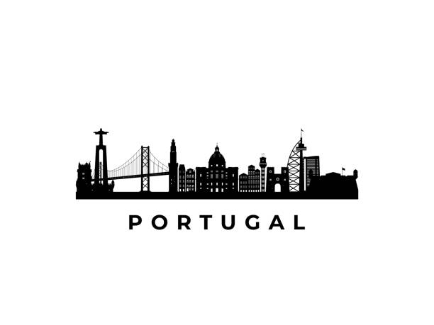 Vector Portugal skyline. Travel Portugal famous landmarks. Business and tourism concept for presentation, banner, web site. Vector Portugal skyline. Travel Portugal famous landmarks. Business and tourism concept for presentation, banner, web site. bridge silhouette vector isolated stock illustrations