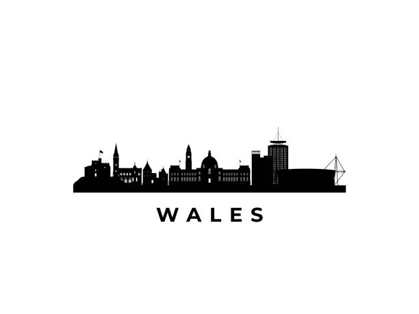 向量威爾士天際線。旅行威爾士著名的地標。商務和旅遊概念的介紹，橫幅，網站。 - wales 幅插畫檔、美工圖案、卡通及圖標