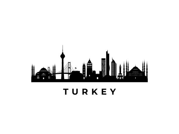 ilustraciones, imágenes clip art, dibujos animados e iconos de stock de horizonte de vector turkey. viaje turquía monumentos famosos. concepto de negocios y turismo para presentación, banner, sitio web. - ankara