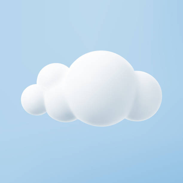 在藍色背景上隔離的白色3d雲。渲染軟圓卡通蓬鬆雲圖示在藍天。3d 幾何形狀向量插圖 - 泡泡 插圖 幅插畫檔、美工圖案、卡通及圖標