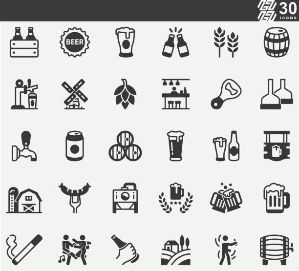 Beer Drink Silhouette Icons Beer Drink Silhouette Icons ale stock illustrations