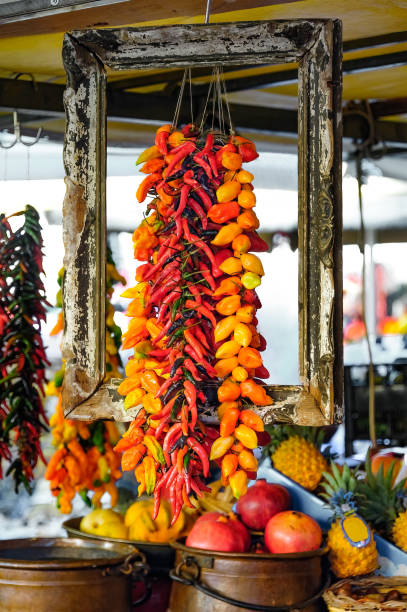 istock Colorful display of chili and bell pepper varieties 1320913088