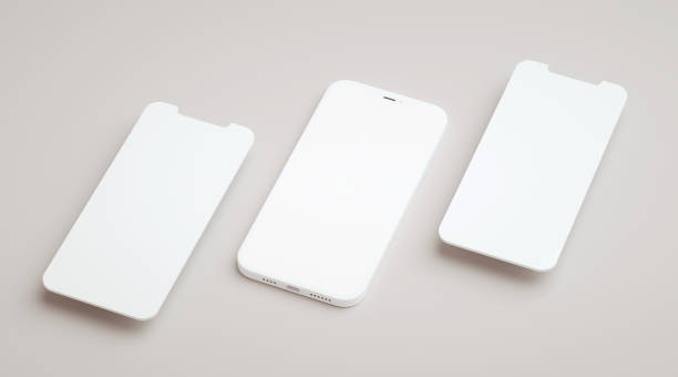 istock Elegant phone mockup and two screens floating in 3D rendering. App interface, ux ui, and web design presentation concept 1320918703