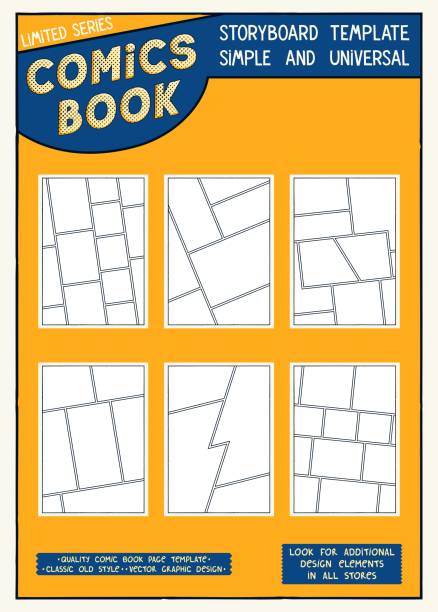 Set of comics storyboard templates. Blank A4 pages for design. Vector graphics Set of comics storyboard templates. Blank A4 pages for design. Vector illustration comic book page layout stock illustrations