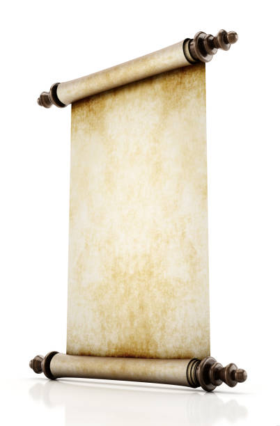 istock Old parchment with handles isolated on white 1320921646
