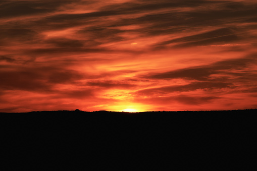 Dark sunset in Castilla, Castilla y Leon, Spain, copyspace