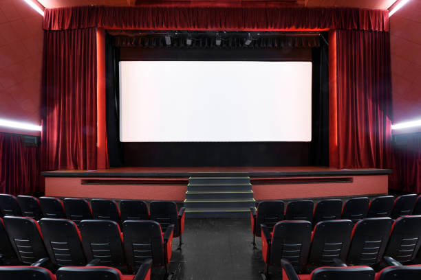 istock Movie theater with blank screen 1320922760