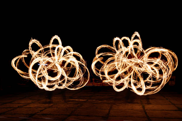 istock Fire show, rotation of fire 1320923150