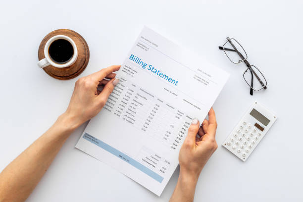 istock Accounting medical billing statement with calculator 1320924091