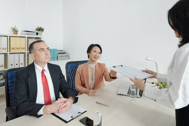 istock Woman attending job interview 1320926542