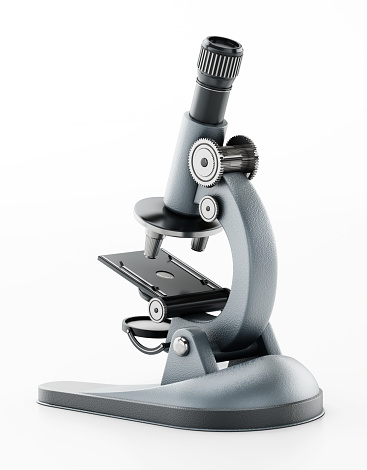 Gray microscope isolated on white..