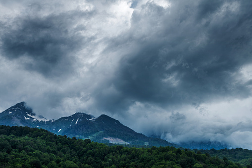 Stormy clouds above Caucasus mountains.