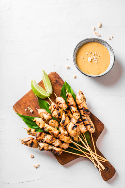 istock Chicken grilled satay skewers 1320934266