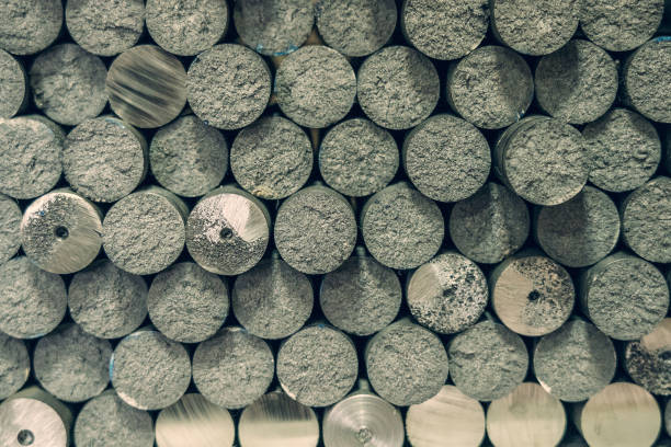 istock Lots of round metal samples for strength tests and metal alloy composition, industrial pattern background 1320936848