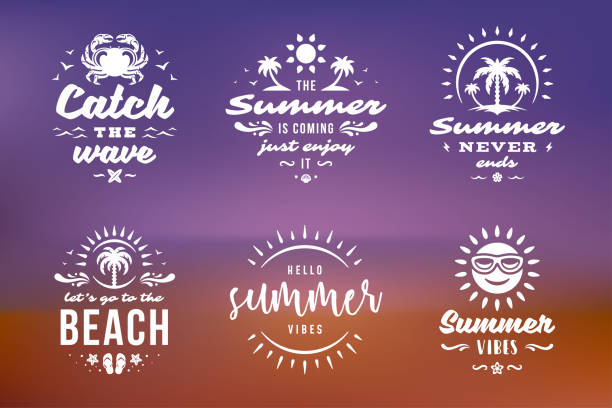 ilustrações de stock, clip art, desenhos animados e ícones de summer holidays typography inspirational quotes or sayings design - sea ideas concepts crab