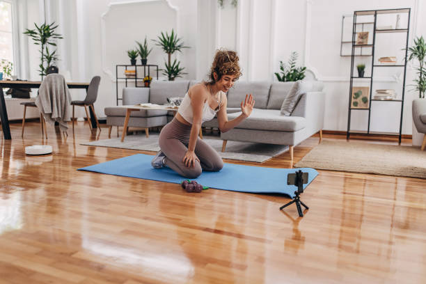 istock Fitness vlogger filming 1320942153