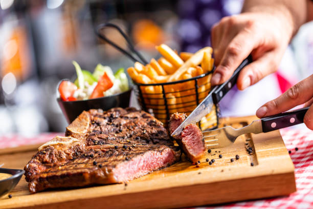 istock Beef steak in american restaurant 1320942253