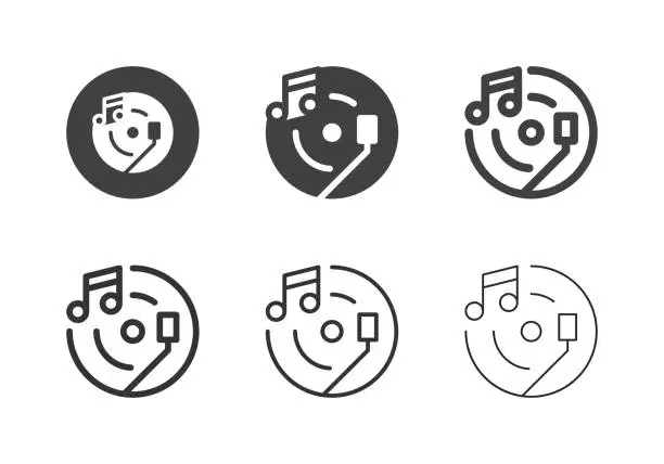 Vector illustration of Music Record Player Icons - Multi Series