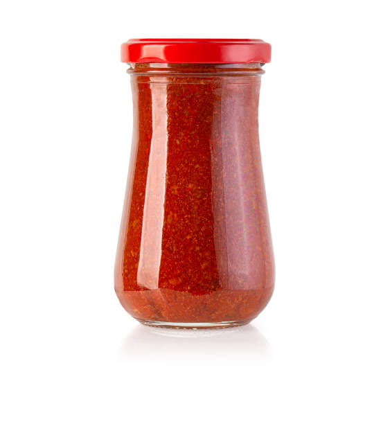 istock Tomato sauce jar on white 1320943660