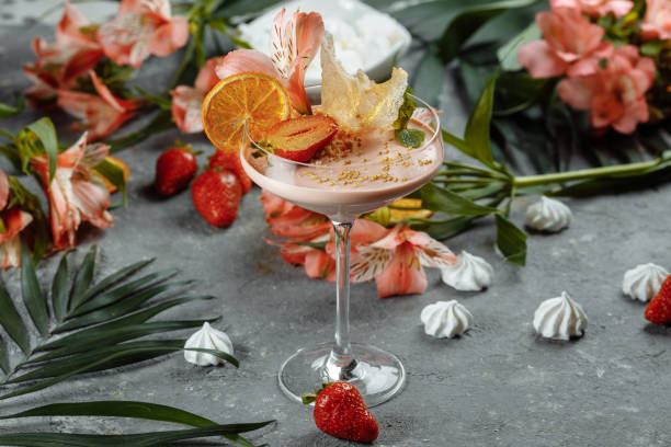 Delicious fresh strawberry smoothie. Summer fresh dessert