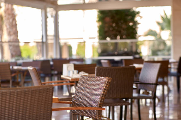 istock Empty restaurant with no people. Pandemic crisis concept 1320947437