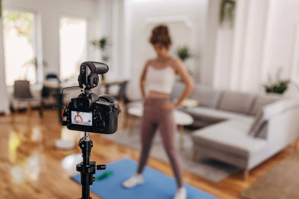 istock Female fitness vlogger 1320947885