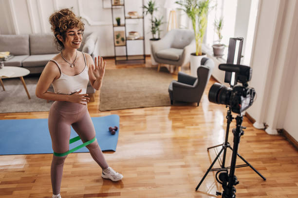 istock Fitness vlogger filming 1320948813